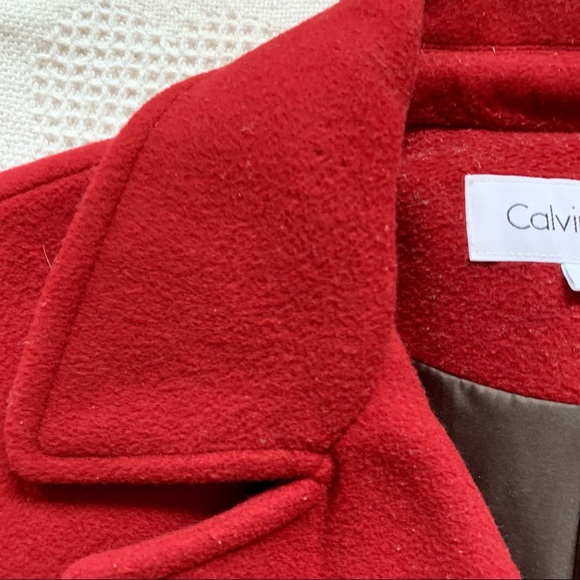 Calvin Klein Berry Red Wool Double Breasted Peacoat size 6 - Picture 6 of 12